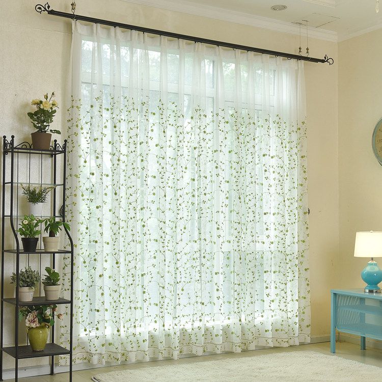 One Panel Embroidery Sheer Curtains, Premium Sheer Curtain for Living Room Bedroom Balcony