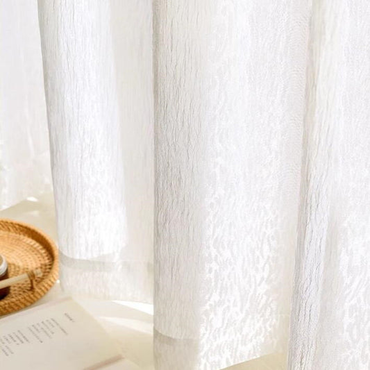 One Panel White Glitter Sheer Curtains, Sheer Curtain for Living Room Bedroom Balcony