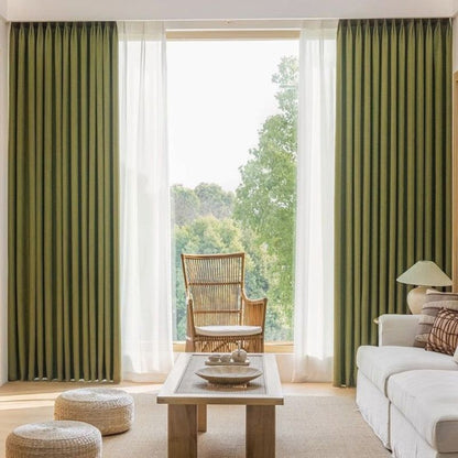 One Panel Retro Blackout Curtains, Oliver Green Curtain for Living Room Bedroom Home Curtains