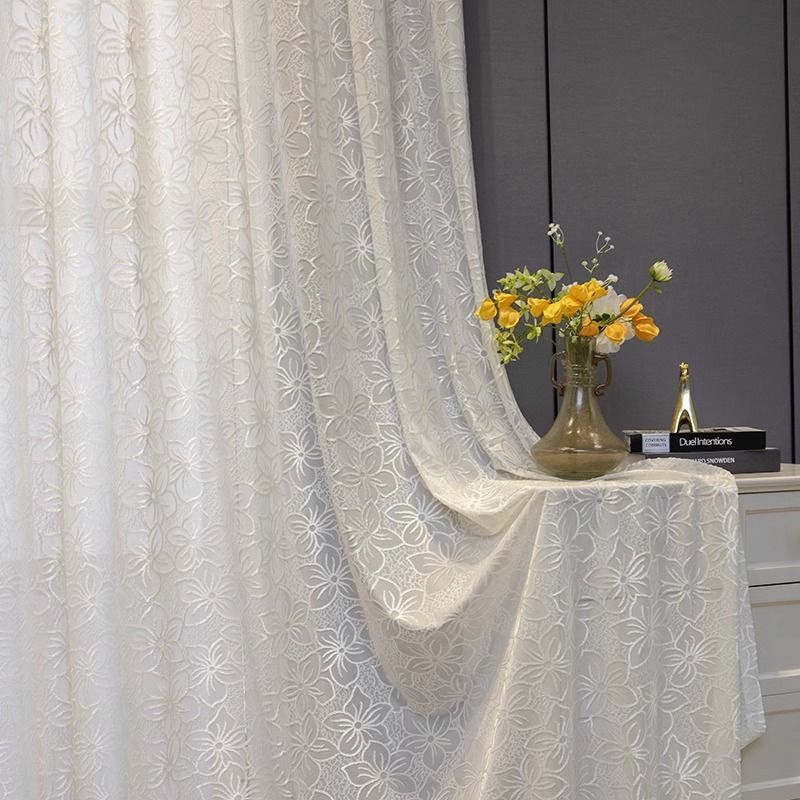 One Panel Flowers Sheer Curtains, Sheer Curtain for Living Room Bedroom Balcony