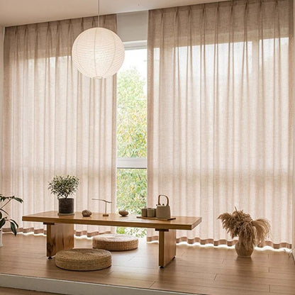 High Quality One Panel Natural Linen Curtains Sheer Curtain, Linen Curtains for Living Room Bedroom Balcony