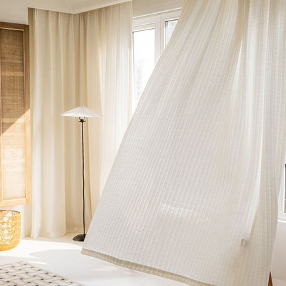 High Quality One Panel Natural Linen Curtains Sheer Curtain, Weave Linen Curtains for Living Room Bedroom Balcony