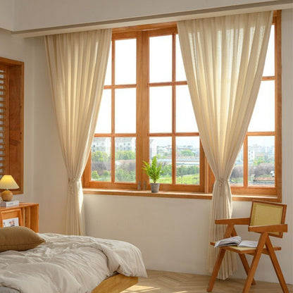 High Quality One Panel Natural Linen Curtains Sheer Curtain, Weave Linen Curtains for Living Room Bedroom Balcony