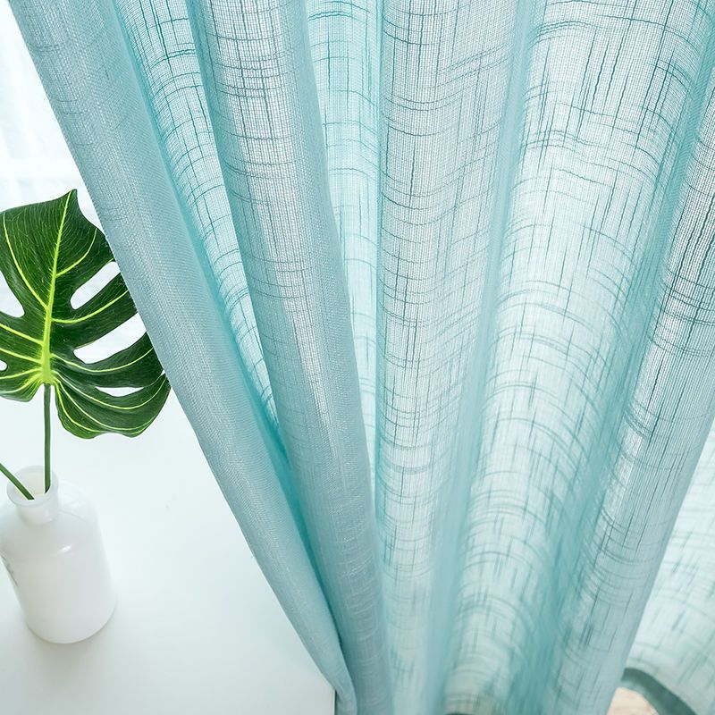 One Panel Light Blue Linen Curtains Sheer Curtains, Natural Linen Curtain for Living Room Bedroom Balcony