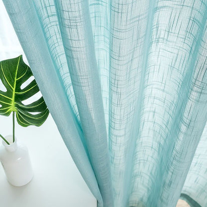 One Panel Light Blue Linen Curtains Sheer Curtains, Natural Linen Curtain for Living Room Bedroom Balcony