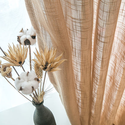 High Quality One Panel  Coffee Linen Curtains Sheer Curtains, Natural Linen Curtain for Living Room Bedroom Balcony