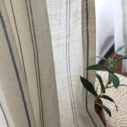 High Quality One Panel  Vertical Grain Linen Curtains Sheer Curtains, Natural Linen Curtain for Living Room Bedroom Balcony