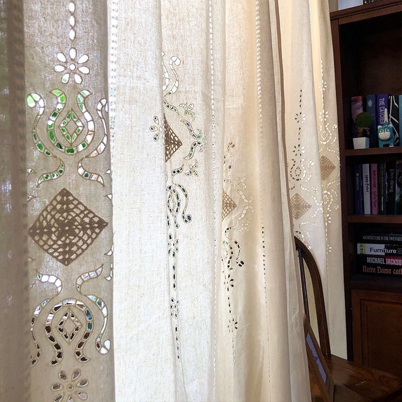 One Panel American Rustic Sheer Curtains, Crochet Curtain Sheer Curtain for Living Room Bedroom Balcony