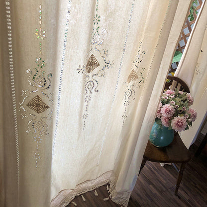 One Panel American Rustic Sheer Curtains, Crochet Curtain Sheer Curtain for Living Room Bedroom Balcony