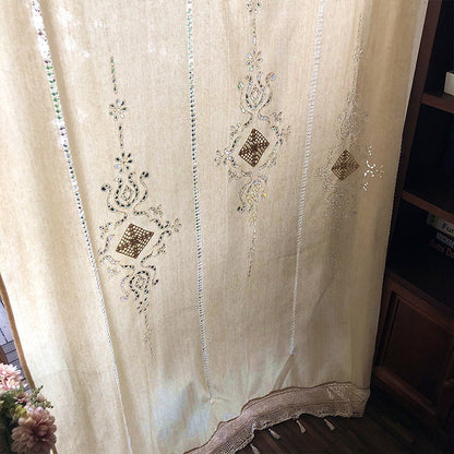 One Panel American Rustic Sheer Curtains, Crochet Curtain Sheer Curtain for Living Room Bedroom Balcony