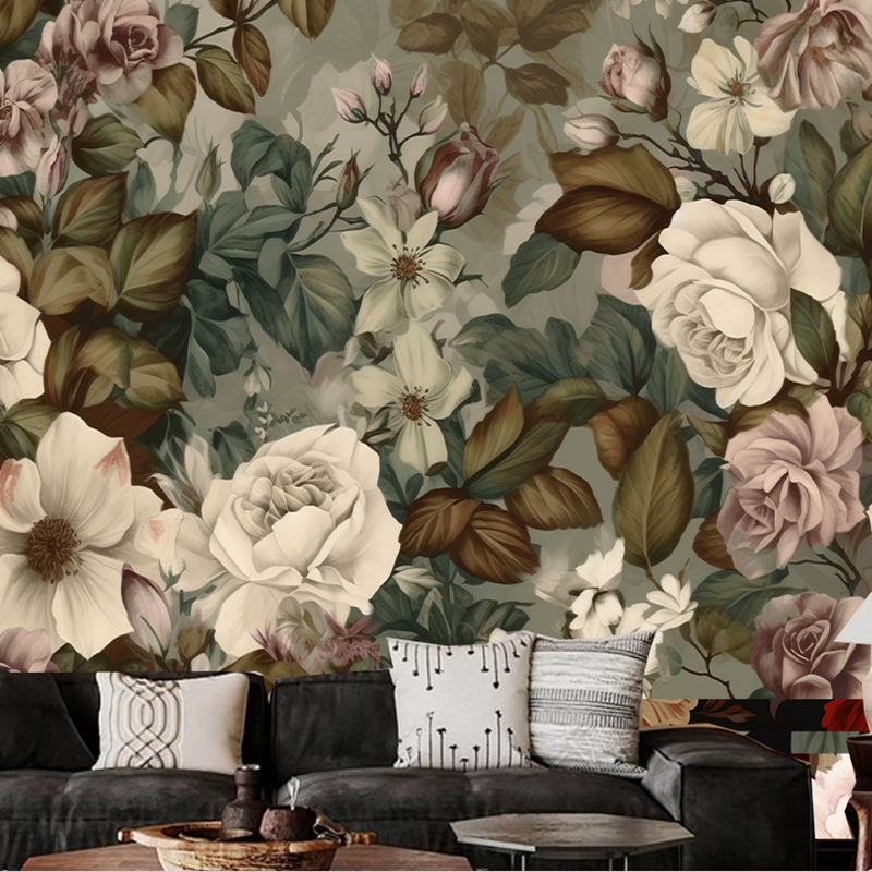 Vintage Victorian Style Classic Roses Flowers Floral Wallpaper Wall Mural