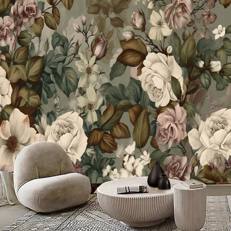 Vintage Victorian Style Classic Roses Flowers Floral Wallpaper Wall Mural