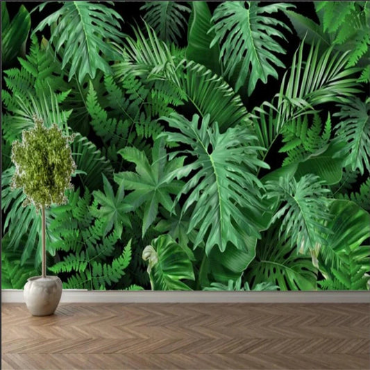 Tropical Plant Green Leaves Wallpaper Wall Mural Home Decor