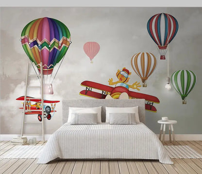 Cartoon Airplane Kids' Room Nursery Wallpaper Wall Mural Home Decor