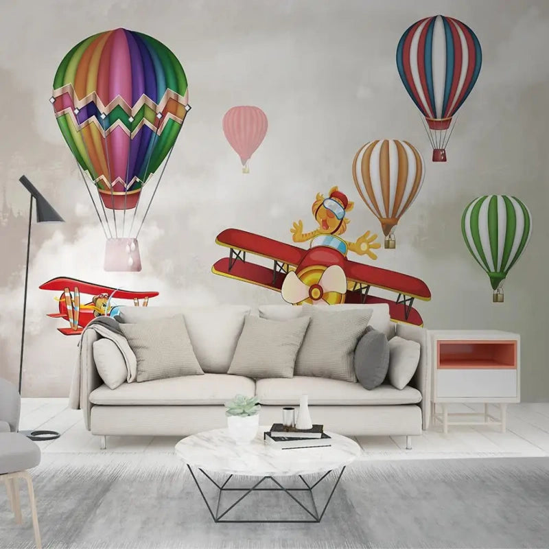 Cartoon Airplane Kids' Room Nursery Wallpaper Wall Mural Home Decor