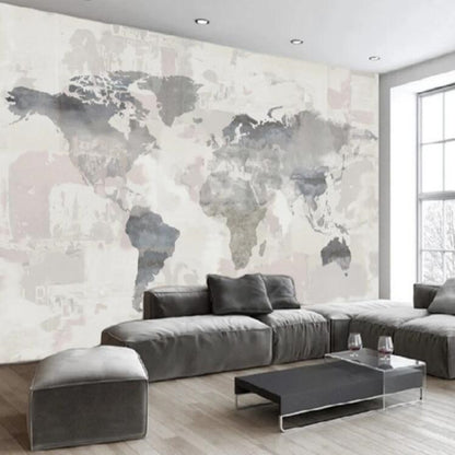Modern Minimalist Abstract Nostalgic World Map Wallpaper Wall Mural