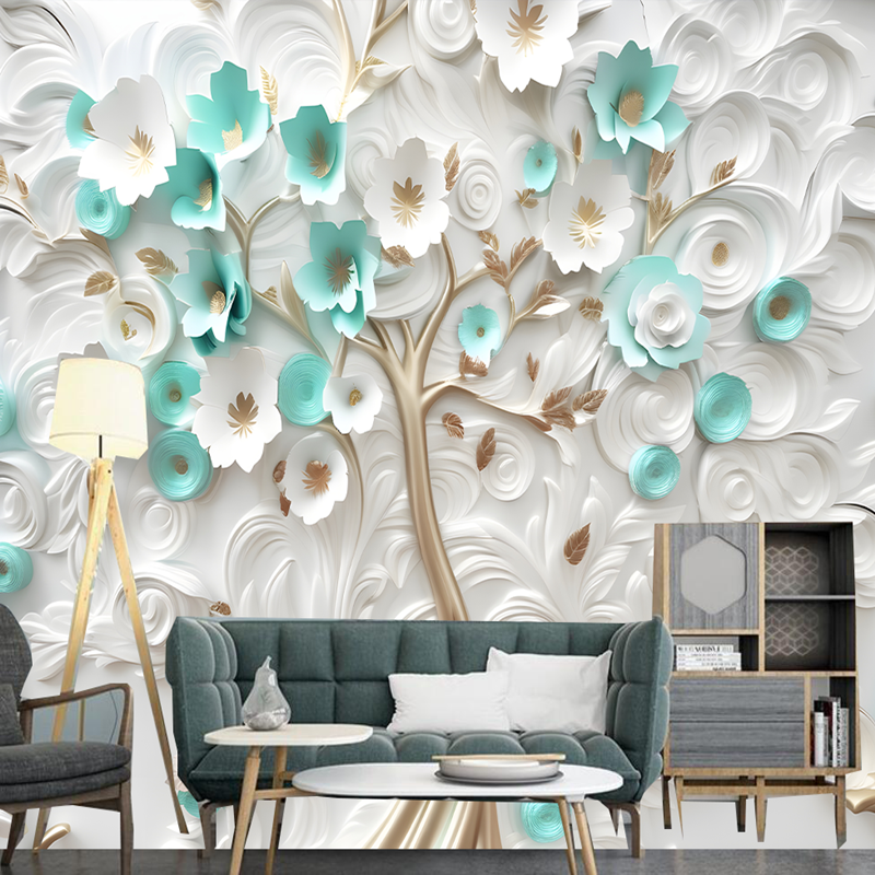 3D Abstract Flowers Tree Flowers Floral Wallpaper Wall Mural