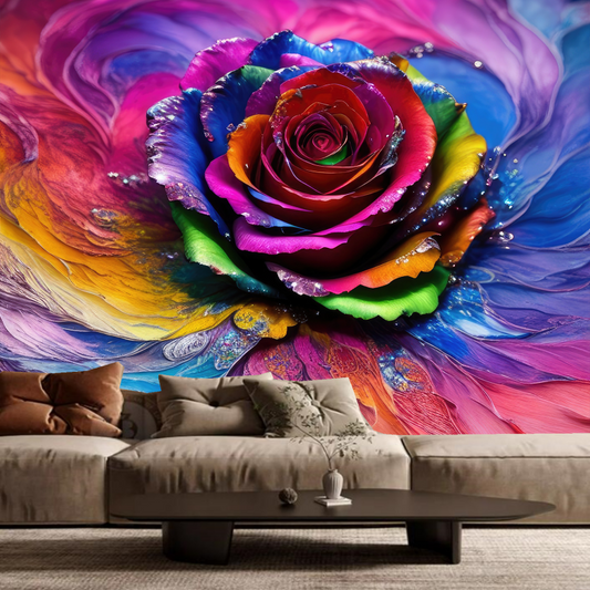 3D Multi-colored Rose Flower Floral Wallpaper Wall Mural Home Decor