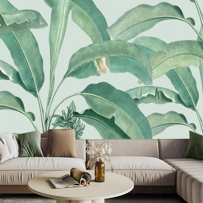 Green Leaves Tropical Plants Wallpaper Wall Mural Home Decor