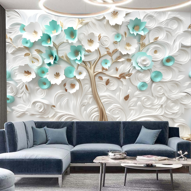 3D Abstract Flowers Tree Flowers Floral Wallpaper Wall Mural