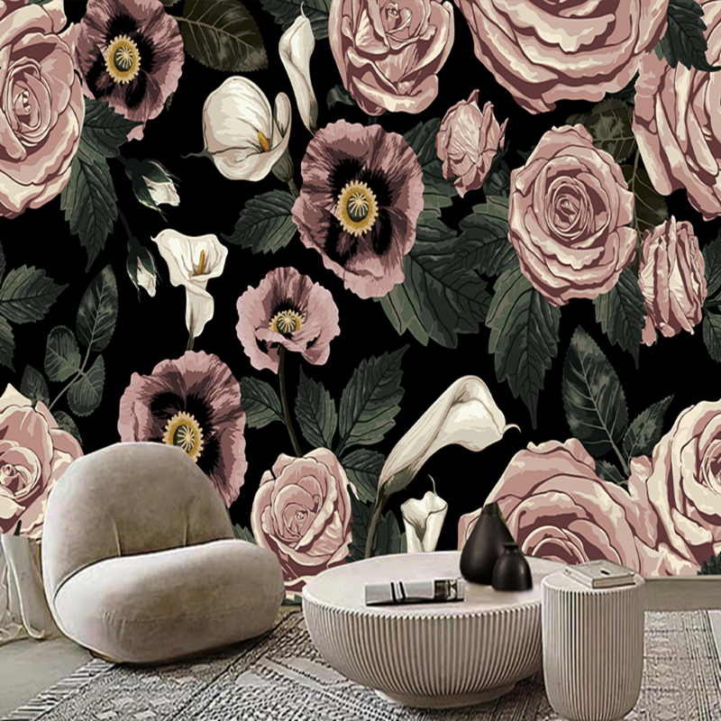 Retro Vintage American Rustic Roses Flowers Floral Wallpaper Wall Mural