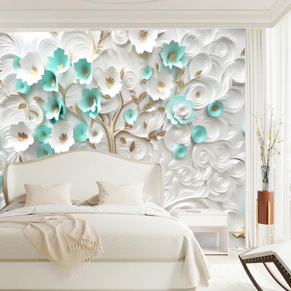 3D Abstract Flowers Tree Flowers Floral Wallpaper Wall Mural