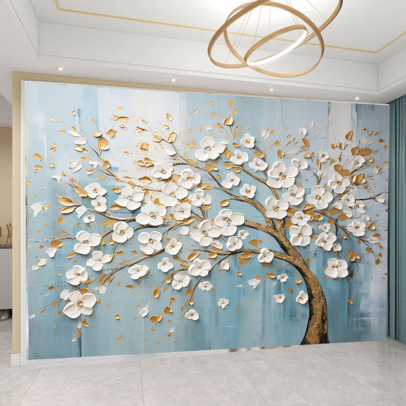 Cherry Blossom Painting Flowers Floral Wallpaper Wall Mural