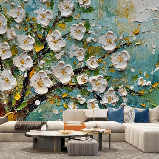 White Cherry Blossom Tree Wallpaper Wall Mural Wall Decor