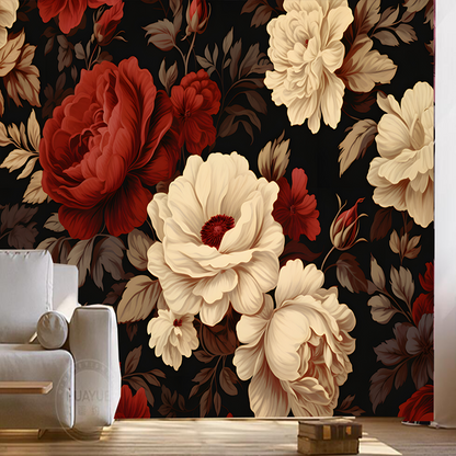 Vintage Retro Peonies Flowers Floral Wallpaper Wall Mural