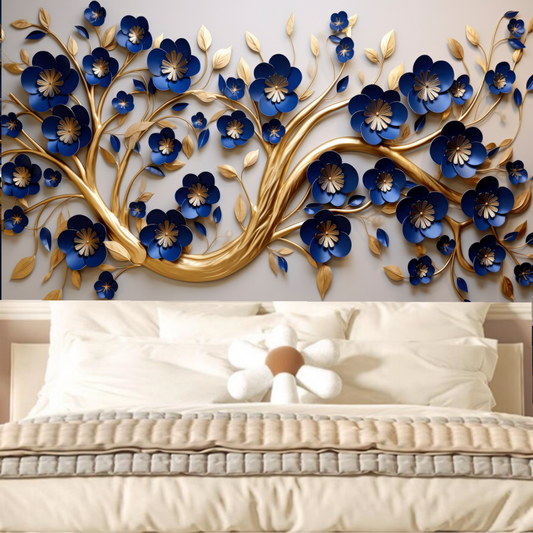 3D Hanging Blue Flowers Floral Wallpaper Wall Mural Home Decor