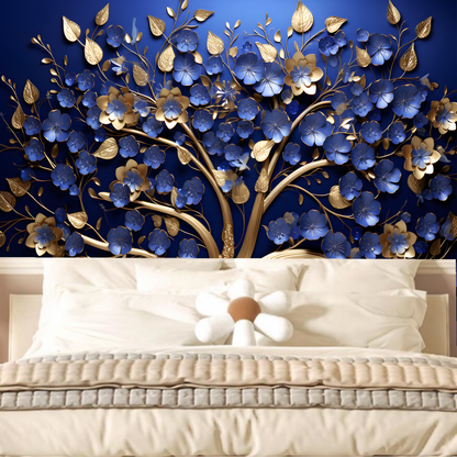 3D Hanging Blue Flowers Tree Wallpaper Wall Mural Home Decor