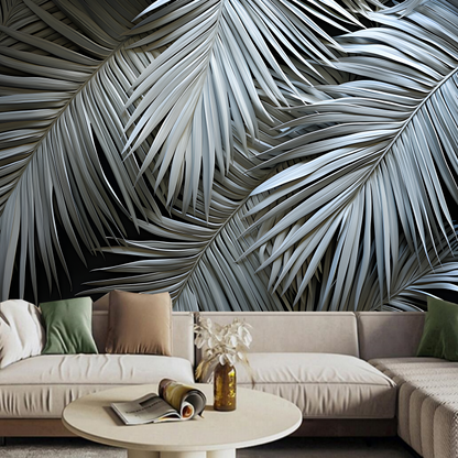 Dark Brown background Palm Leaf Wallpaper Wall Mural Wall Decor