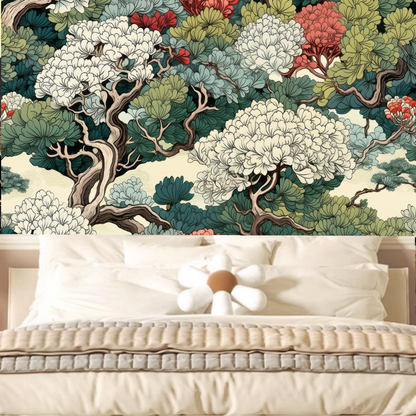 Chinese Style Pine Tree Forest Nature Wallpaper Wall Mural Home Decor