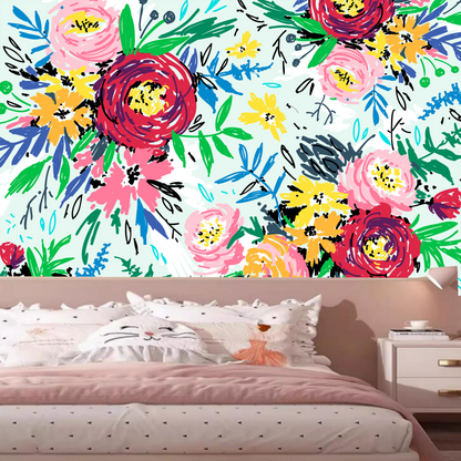 Watercolor Flowers Floral and Leaves Herbs Kids' Baby Girls' Room Nursery Wallpaper Wall Mural Home Decor