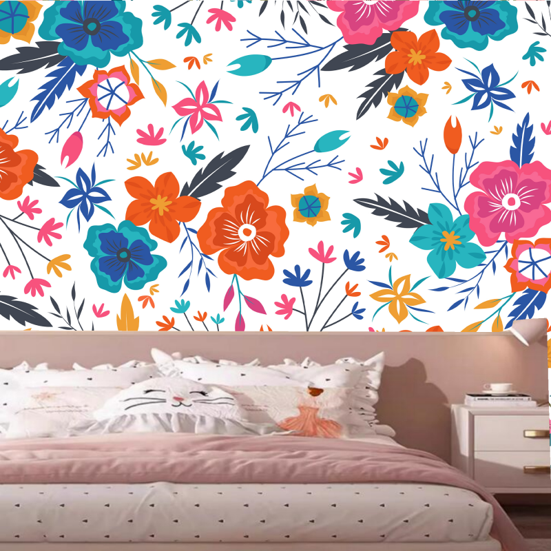 Watercolor Flowers and Leaves Herbs Kids' Baby Girls' Room Nursery Wallpaper Wall Mural Home Decor