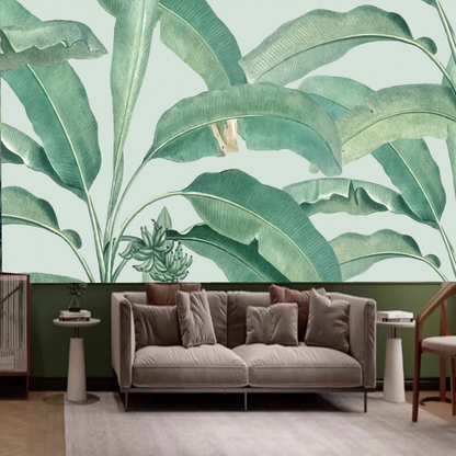 Green Leaves Tropical Plants Wallpaper Wall Mural Home Decor