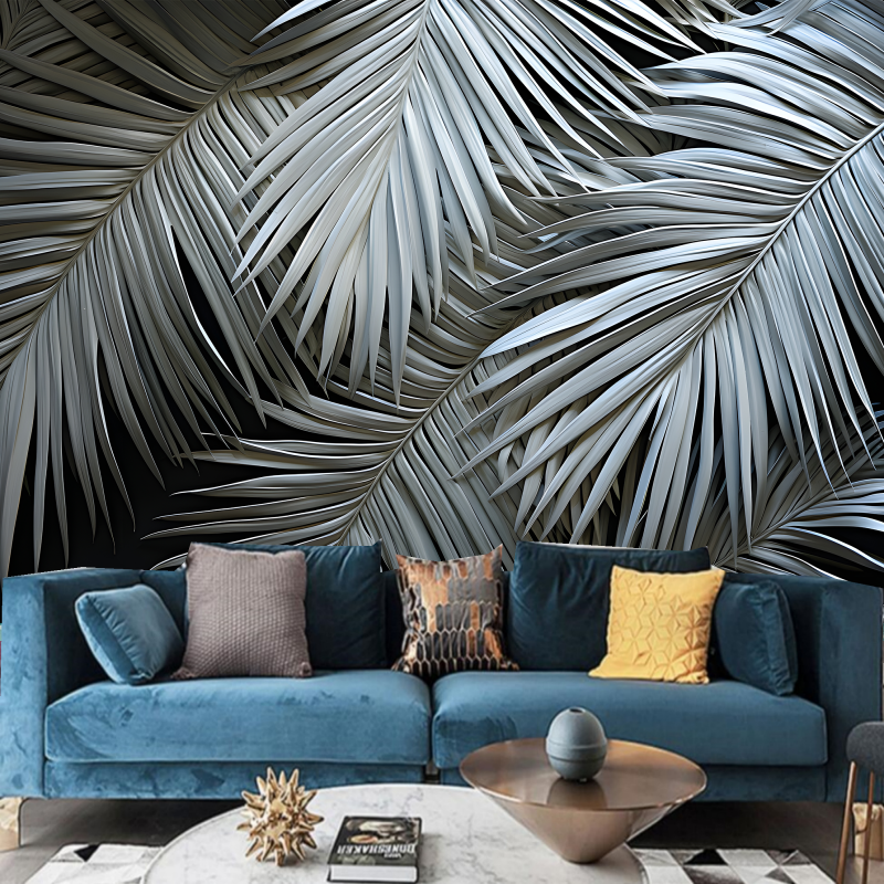 Dark Brown background Palm Leaf Wallpaper Wall Mural Wall Decor