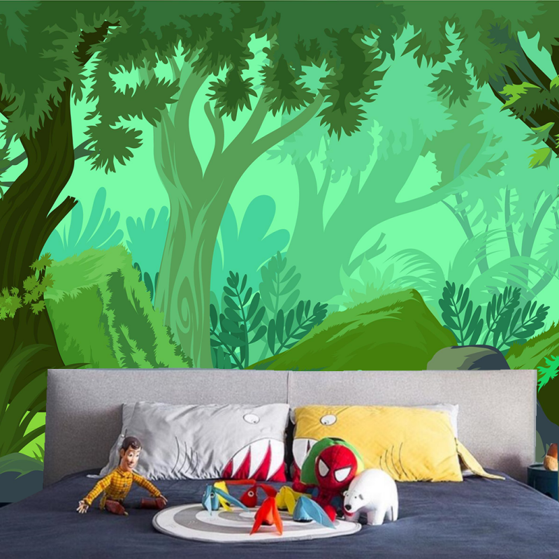 Watercolor Tree Forest Jungle Kids' Babies' Children's Room Nursery Wallpaper Wall Mural Home Decor