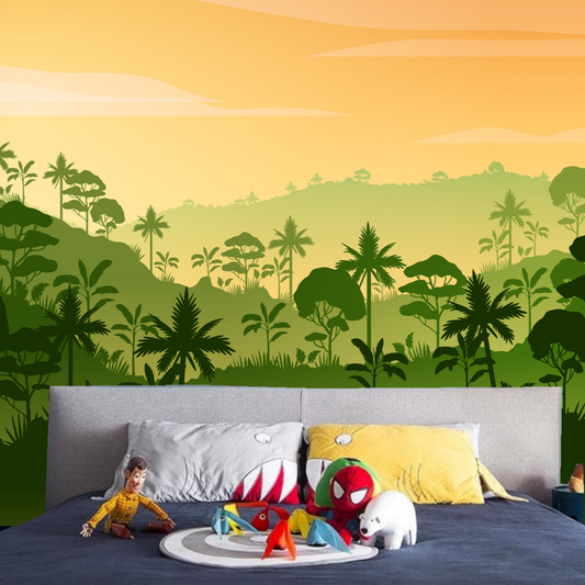 Watercolor Tree Forest Mountains Children's Kids'Babies' Room Nursery Wallpaper Wall Mural Home Decor