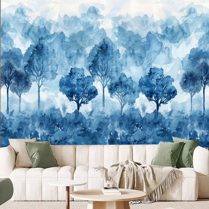 Abstract Blue Trees Forest Nature Wallpaper Wall Mural Home Decor