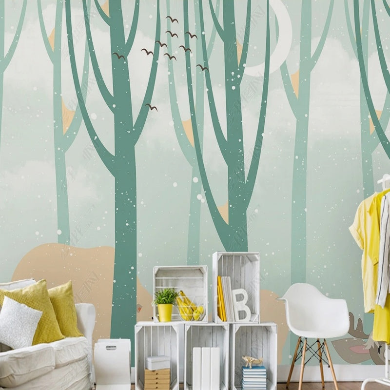 Cartoon Trees Forest Kids'Children's Babies' Room Nursery Wallpaper Wall Mural Home Decor