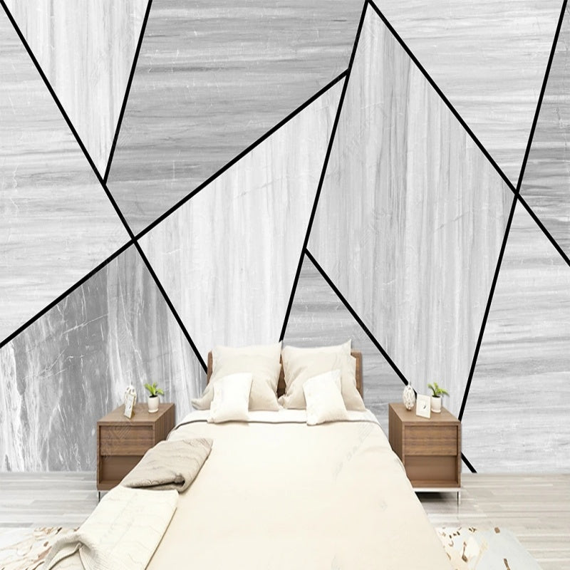 Simple Grey Geometry Wallpaper Wall Mural Home Decor