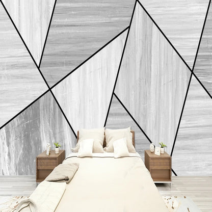 Simple Grey Geometry Wallpaper Wall Mural Home Decor