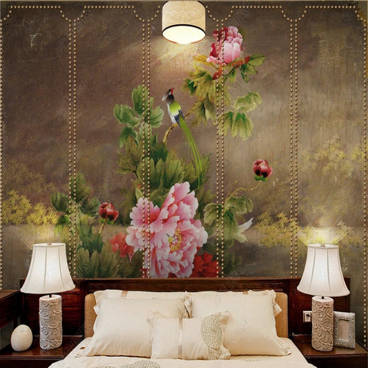 Pink Peony Flowers Floral Wallpaper Wall Mural Home Decor