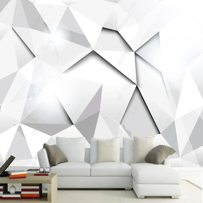 Simple MilkyWhite Geometry Wallpaper Wall Mural Wall Covering