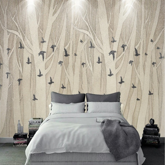 Abstract Birch Tree Forest Wallpaper Wall Mural Wall Covering Home Decor