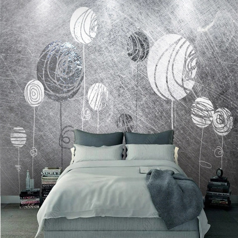 Grey Creative Hot-air Balloons Wallpaper Wall Mural Home Decor