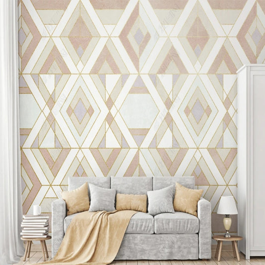 Modern Retro Abstract Texture Rhombus Geometric Shapes Wallpaper Wall Mural Home Decor