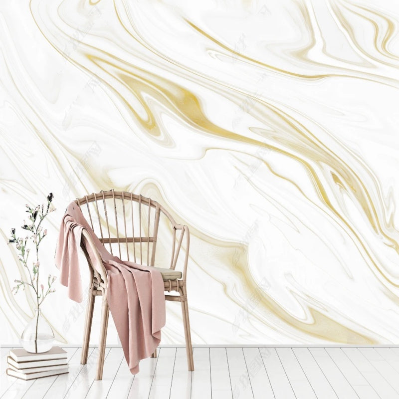 Modern White Marble Golden Lines Wallpaper Wall Mural Home Decor