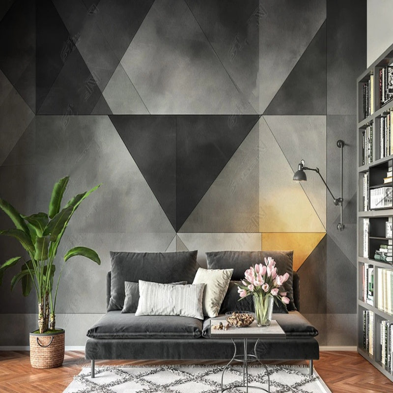 Simple Grey Geometry Wallpaper Wall Mural Home Decor